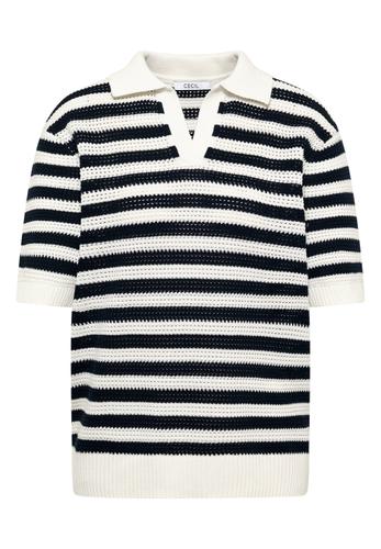 Kurzarm Poloshirt in Crochet-Qualität