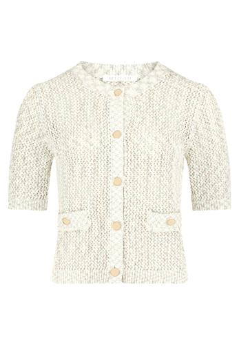 Strick-Cardigan 40 Gerade - Green/Cream