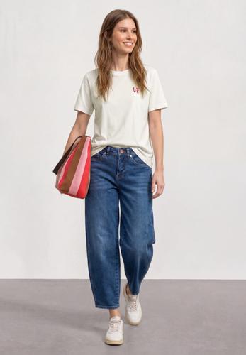 T-Shirt mit Rundhals und Printdetail 38 - Off White