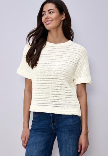 T-Shirt mit Rundhals und Struktur 40 - Off White