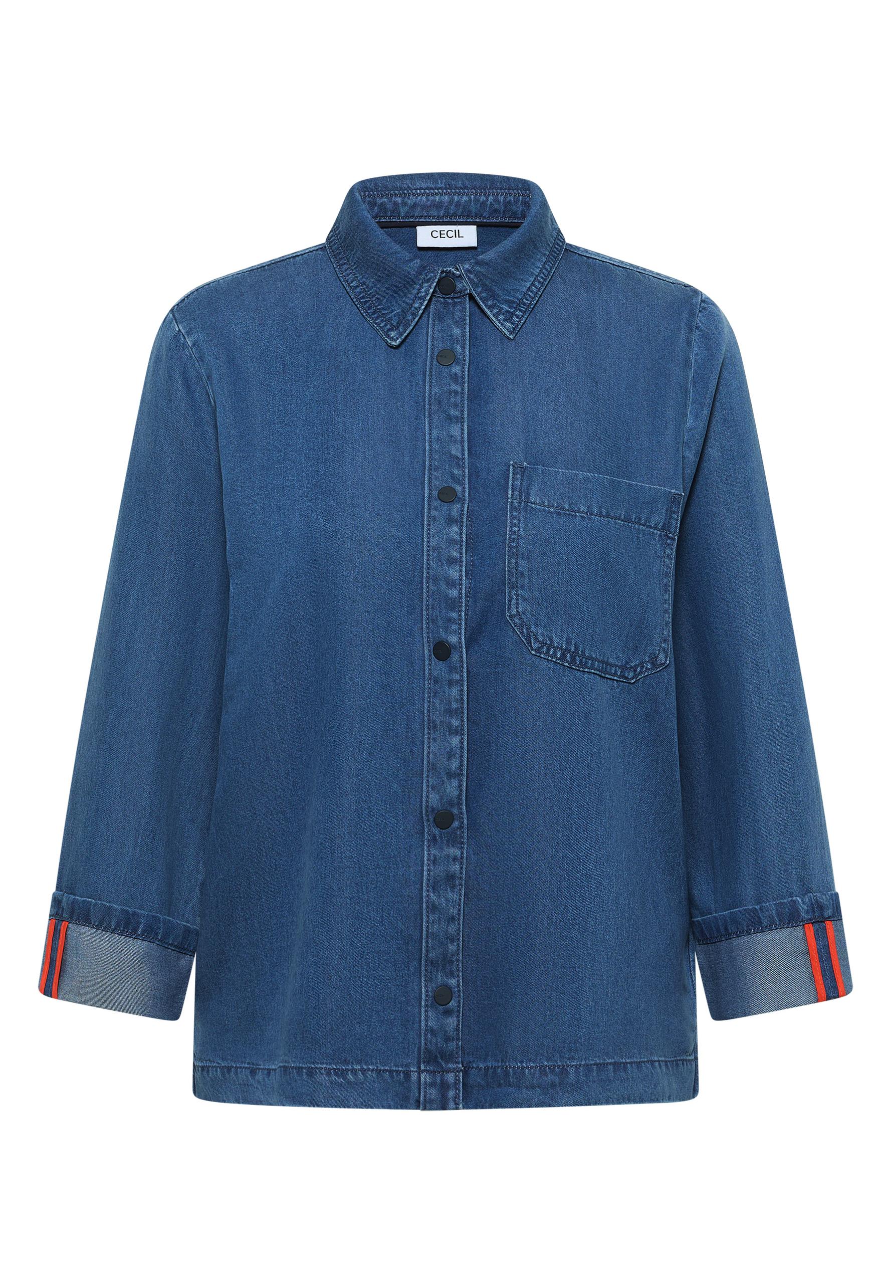 Denim-Look Bluse XL - Mid Blue Wash