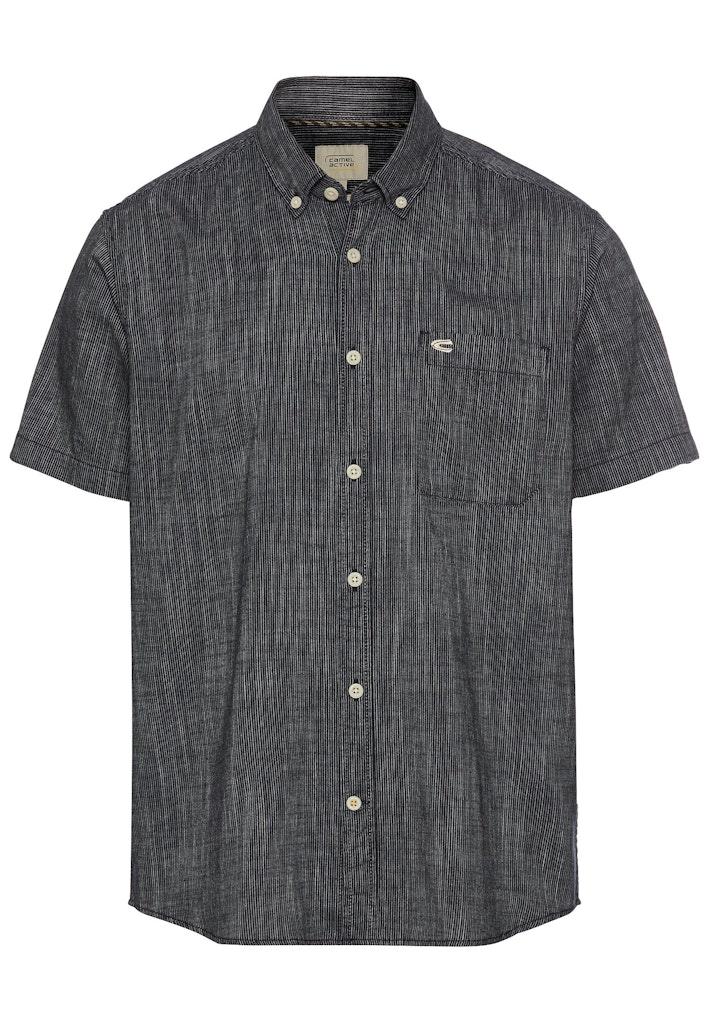 Kurzarmhemd mit Strukturmuster Blau 3XL