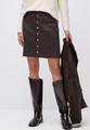 Veloursrock mit Knöpfen 42 - Deep Roast Brown