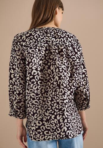 Bluse mit Leo-Muster aus Leinenmix S - Rich Burgundy