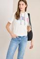 Kurzarm T-Shirt mit Kapuze und Print L - Vanilla White