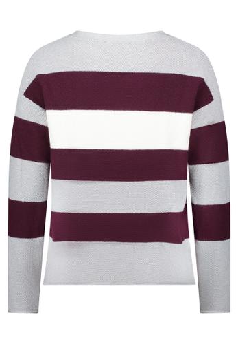 Strickpullover 42 Gerade - Grey/dark Red