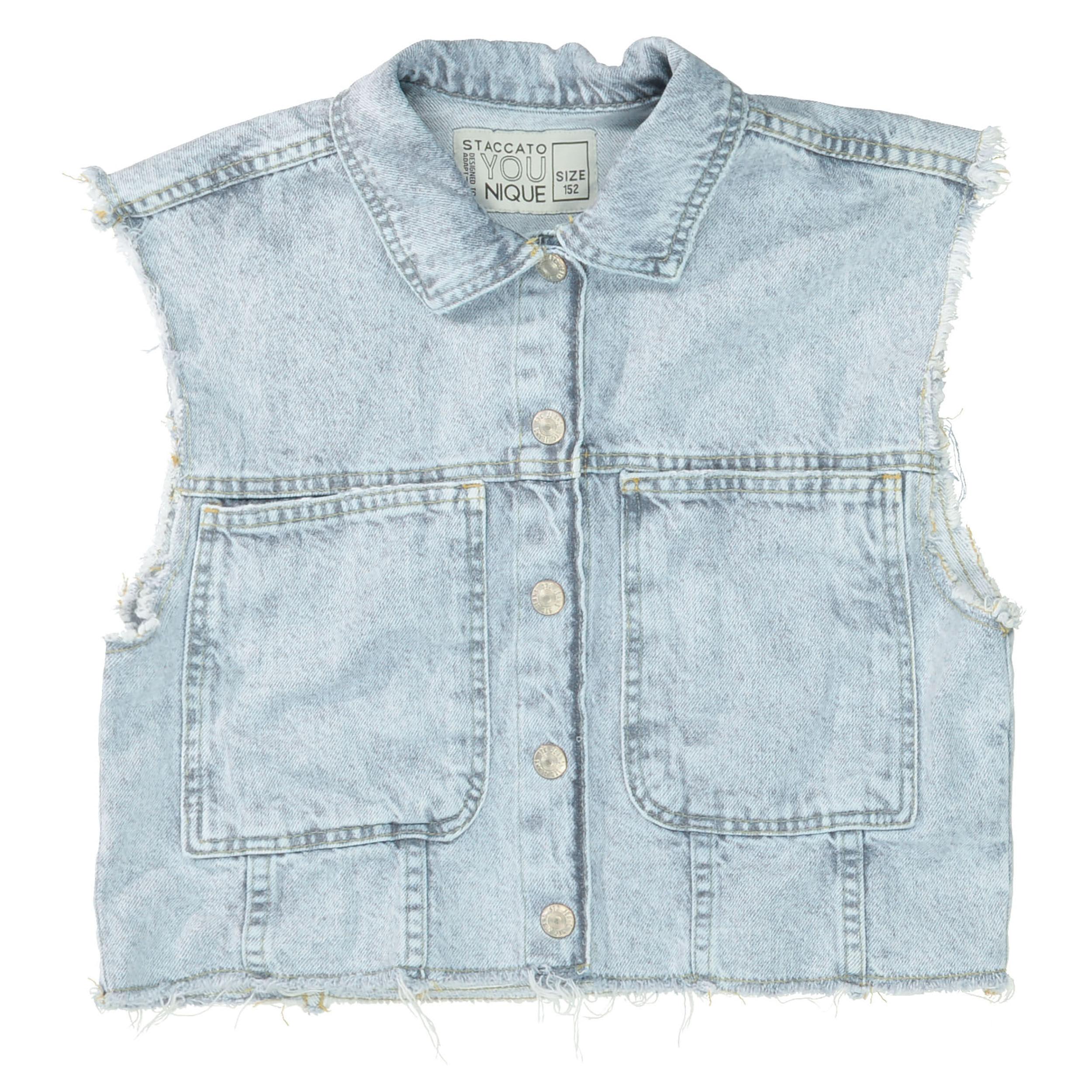 Jeans-Weste mit verwaschener Optik 164 bequem - Light Blue Denim