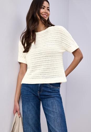 T-Shirt mit Rundhals und Struktur 40 - Off White