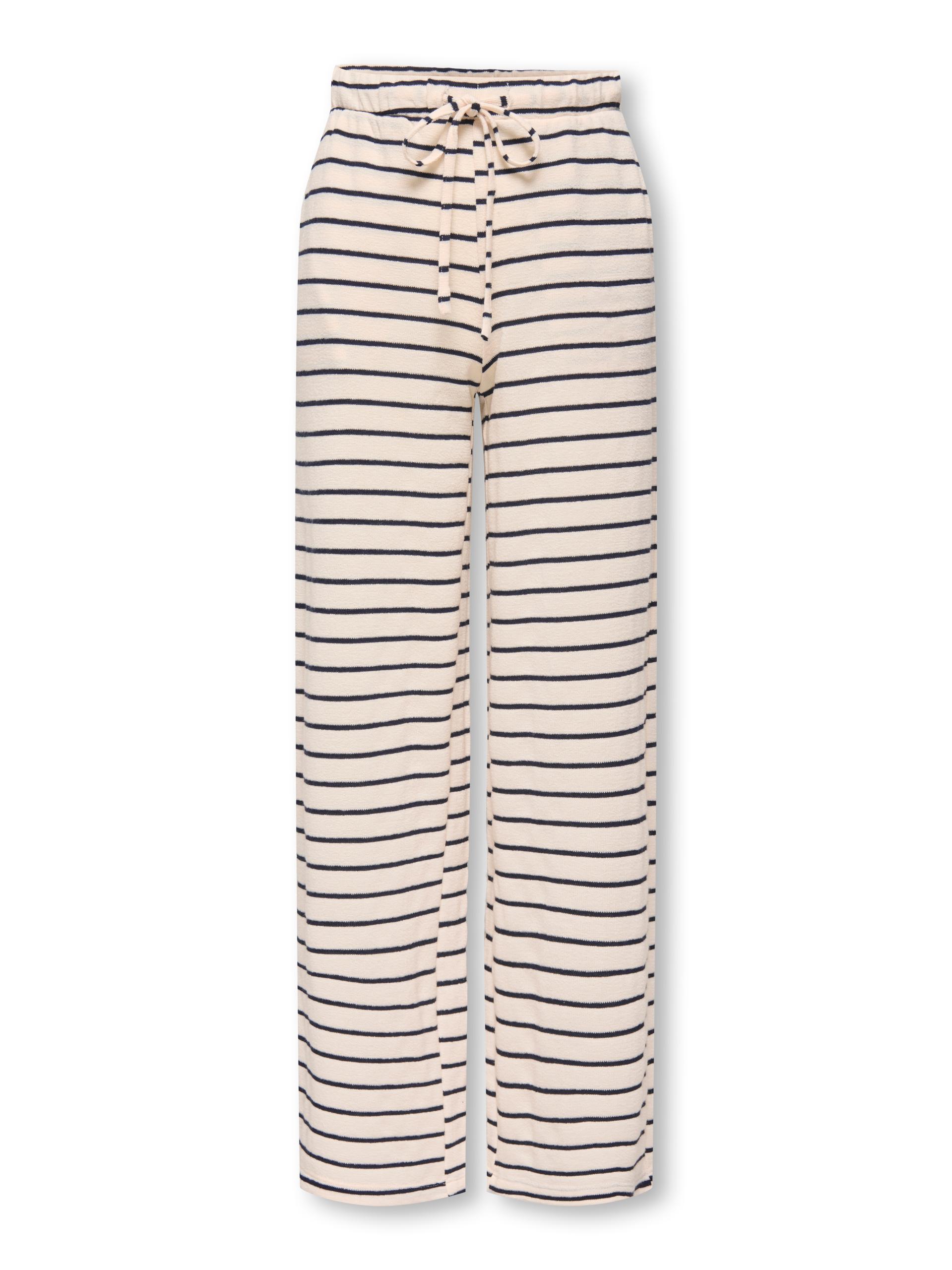 KOGJANA STRIPED WIDE PANT JRS 134/140 Weiter Beinschnitt - Tofu