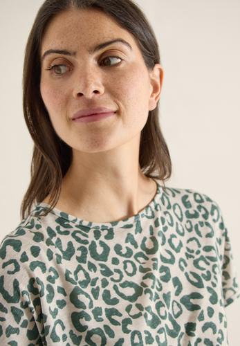 Shirt im Leinen-Look mit Leo-Print