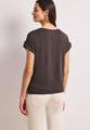 T-Shirt mit Rundhals und Knopfdetails 36 - Espresso Brown