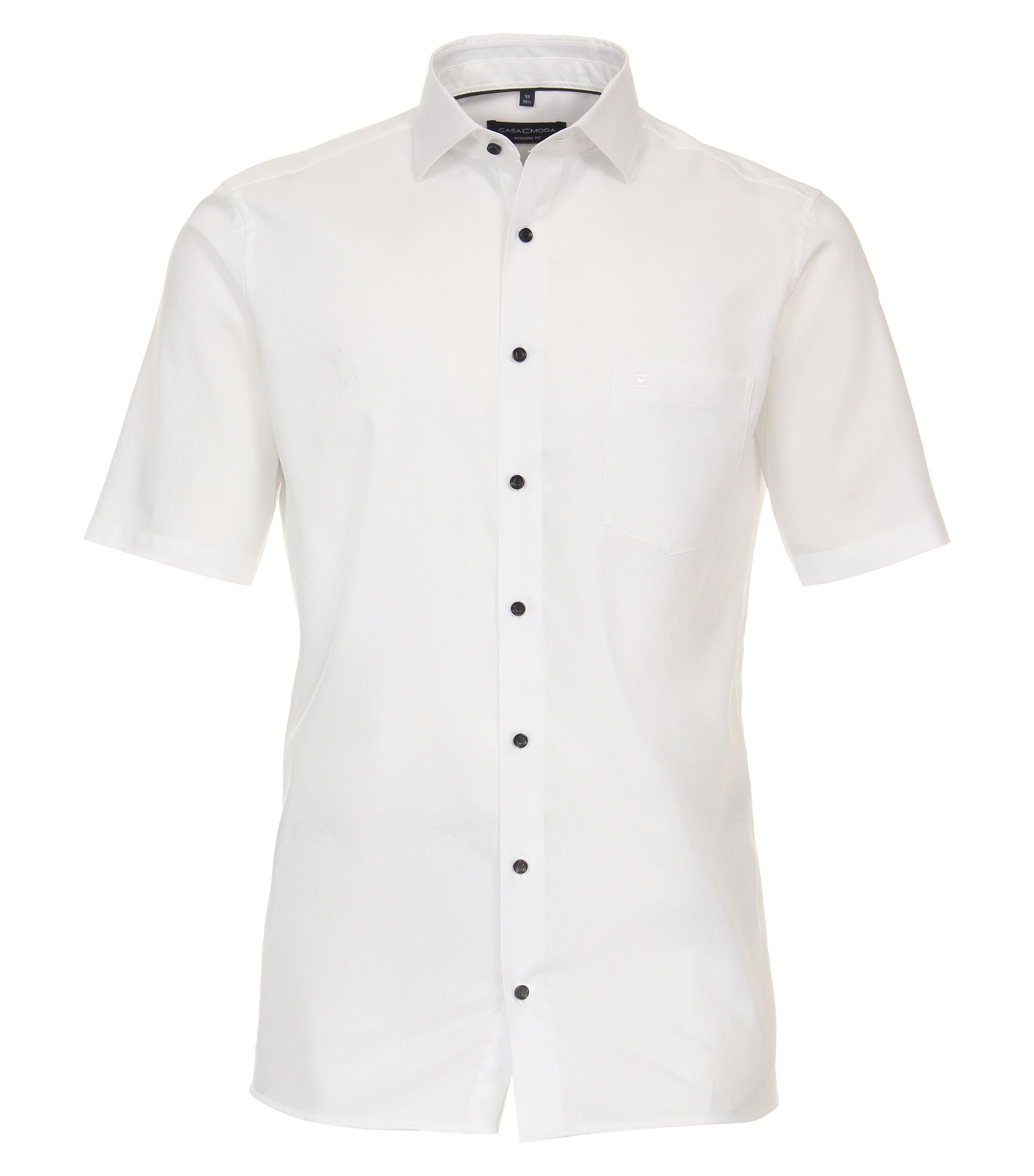 Dobby Hemd Halbarm uni 40 Modern Fit - Weiss