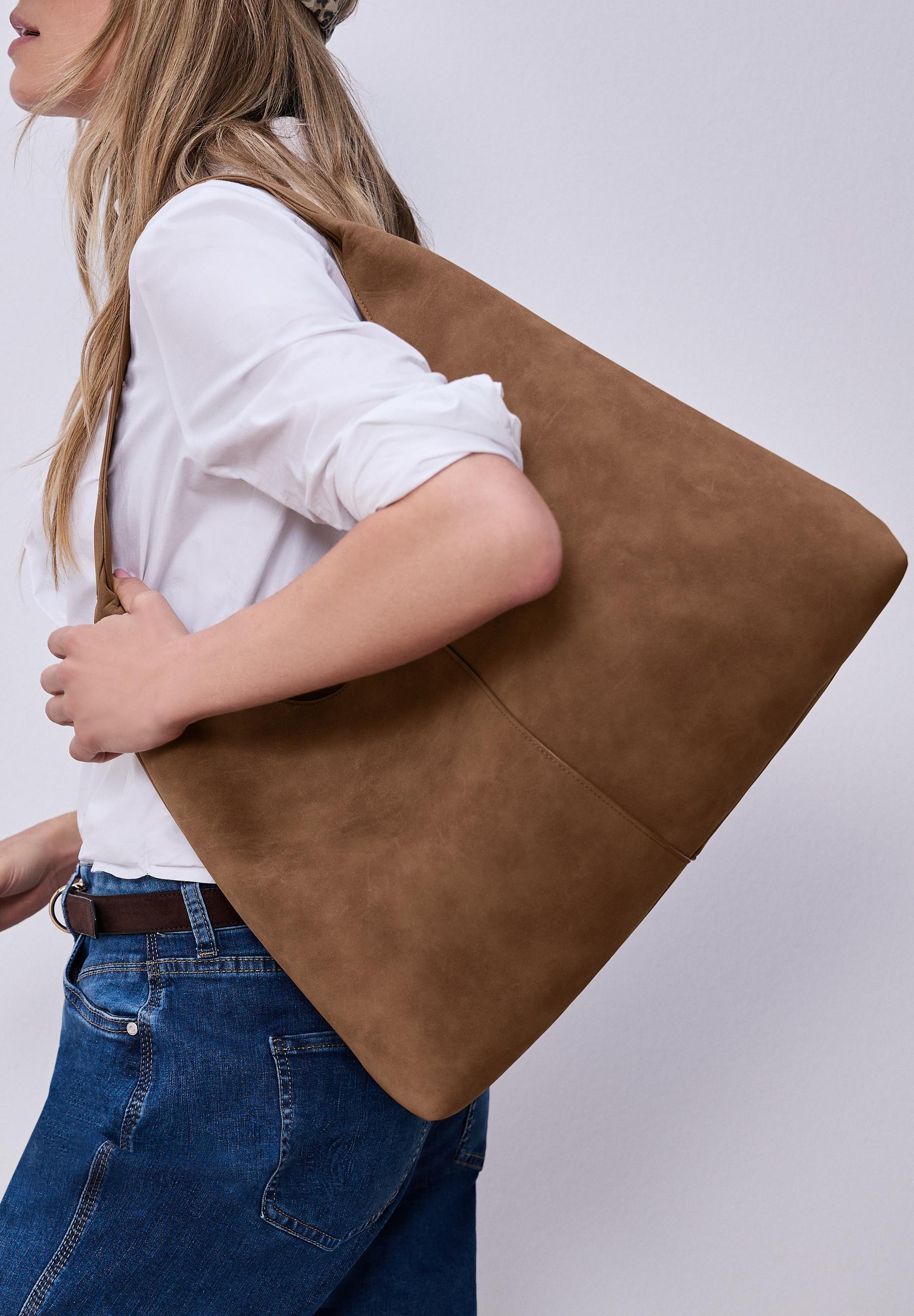 Shopper aus Velours mit Innentasche One size - Cinnamon Brown