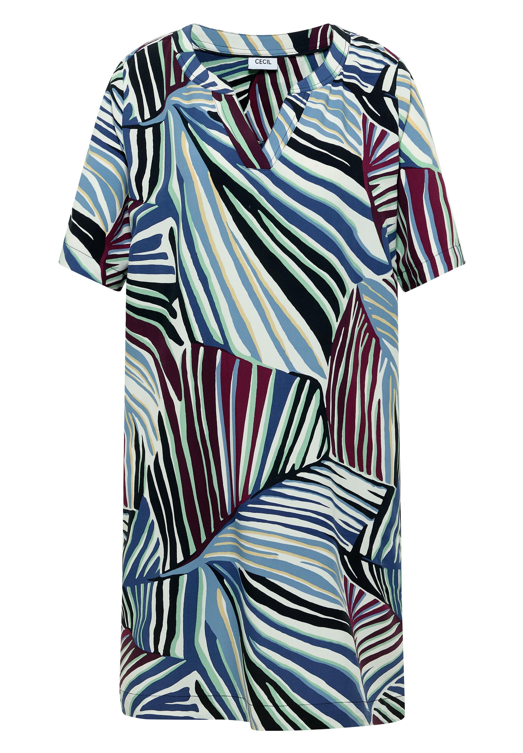 Knielanges Kleid mit grafischem Muster S - Palm Breeze Green