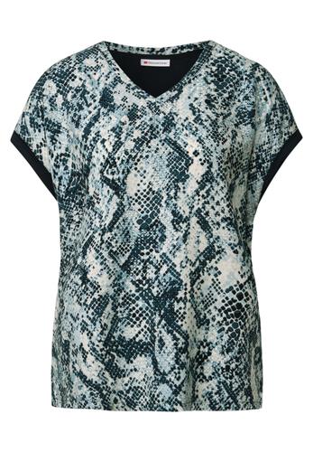 V-Neck Shirt mit Snake Print 40 - Arona Blue