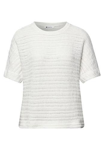 T-Shirt mit Rundhals und Struktur 40 - Off White