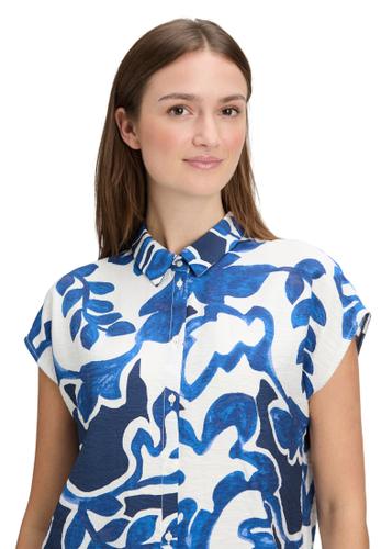 Hemdbluse 38 Lässig - Weiß/Dunkelblau