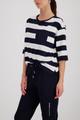 Sweatshirt mit Brusttasche 38 - Marine Ringel
