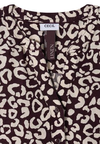 Bluse mit Leo-Muster aus Leinenmix S - Rich Burgundy