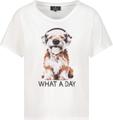 T-Shirt Hund-Print und Strasssteinen