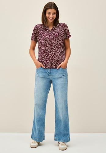 Shirt mit Minimal Print S - Mulberry Red
