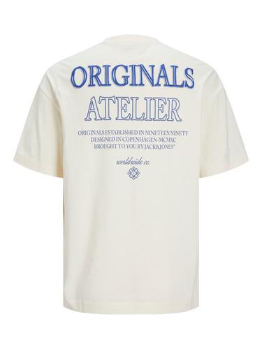 JORSANTORINI BACK TEE SS CREW NECK JNR 152 Weit geschnitten - Buttercream