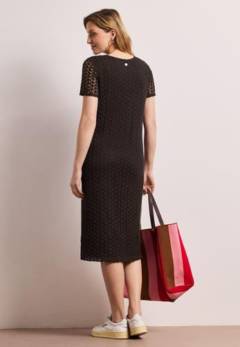 Midi-Kleid aus Spitze in Unifarbe 36 - Espresso Brown