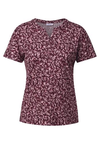 Shirt mit Minimal Print S - Mulberry Red