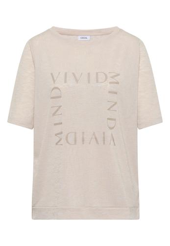 T-Shirt in Leinen-Optik mit Print