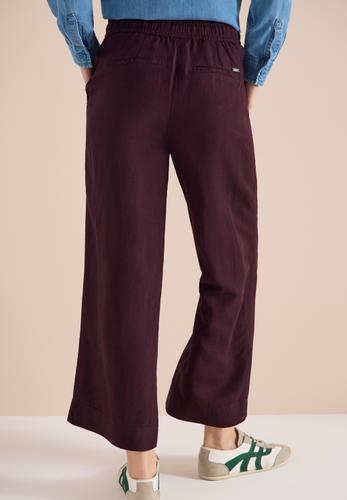 High Waist Wide Leg Hose aus Leinenmix XS/7/8 Hosen - Rich Burgundy