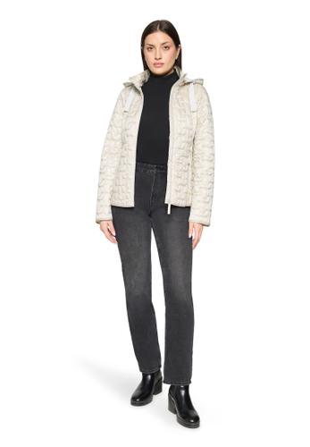 Steppjacke 44 Tailliert - Grau Beige
