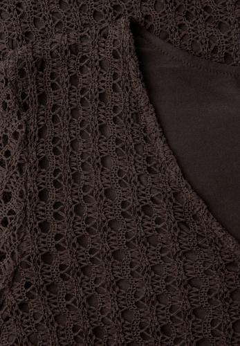 Midi-Kleid aus Spitze in Unifarbe 36 - Espresso Brown