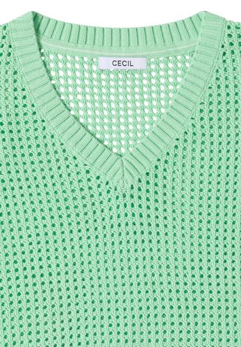 Kurzarm Pullover im Crochet-Look L - Juicy Lime
