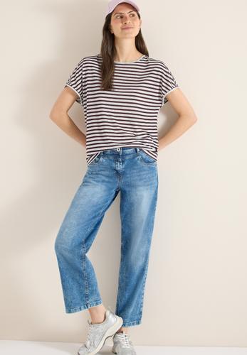 T-Shirt mit Boatneck und Streifen M - Rich Burgundy