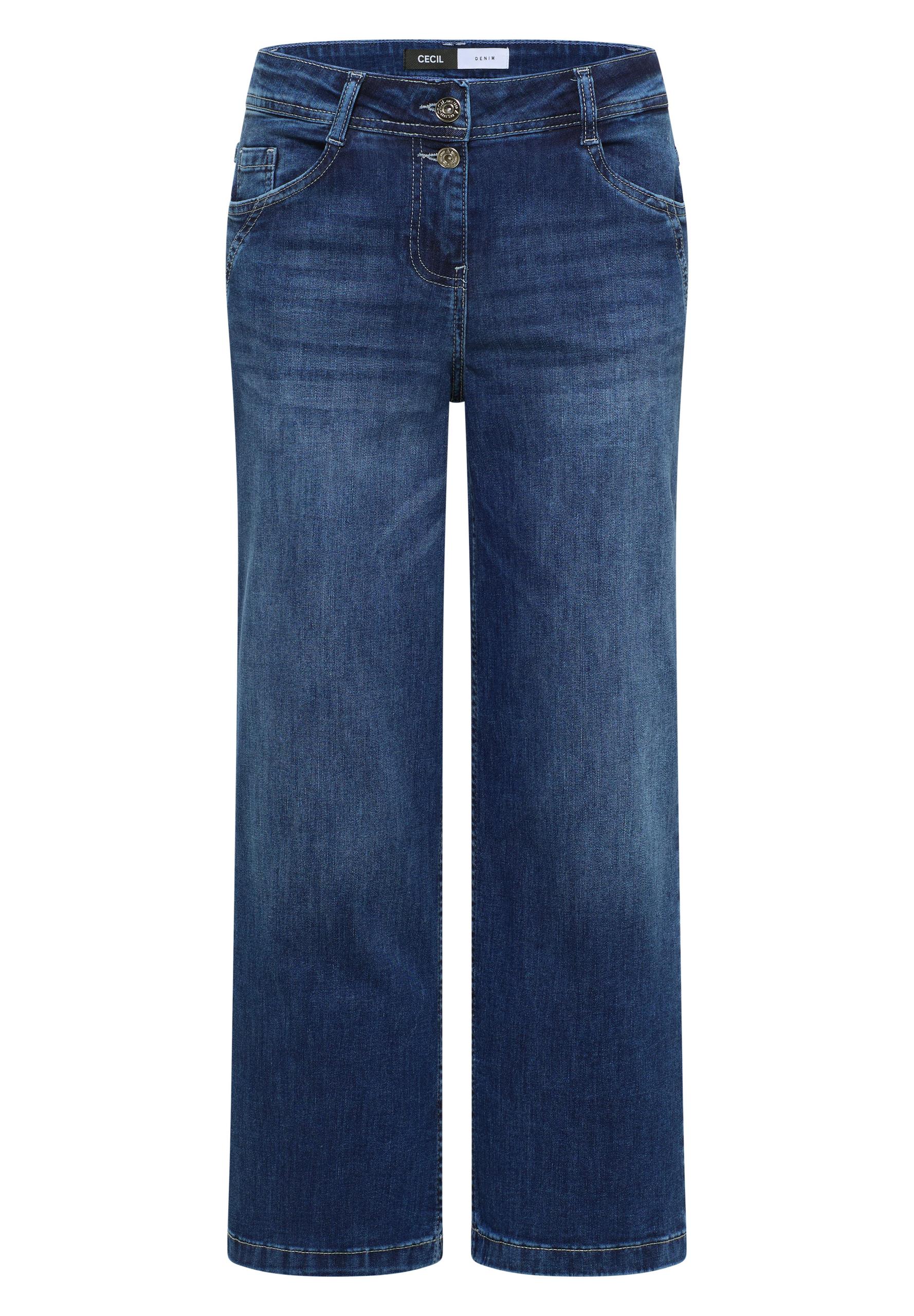 High Waist Wide Leg Jeans im Loose Fit 30/7/8 Hosen - Mid Blue Used Wash