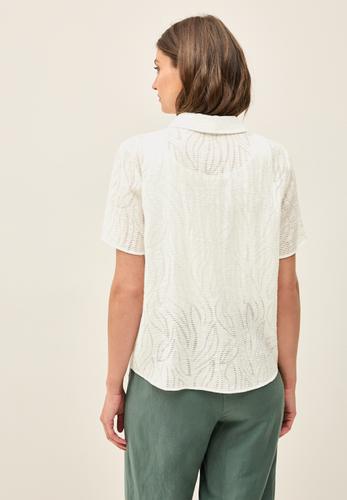 Blusenshirt mit Struktur M - Vanilla White