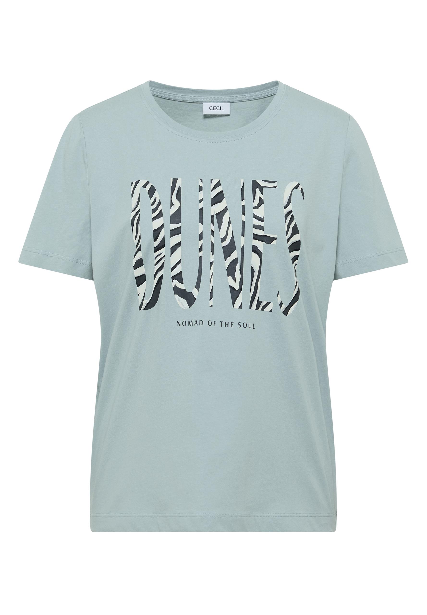 T-Shirt mit Rundhals und Frontprint L - Crystal Mint