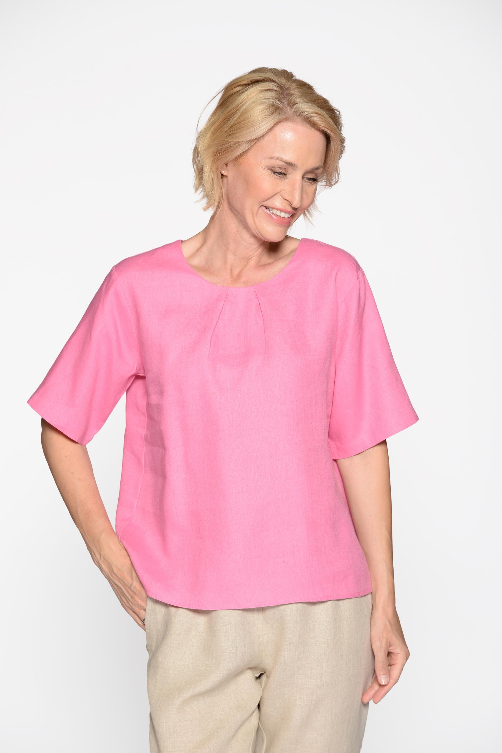 Rdh.-Bluse, 1/2 Arm, uni 44 - Pink