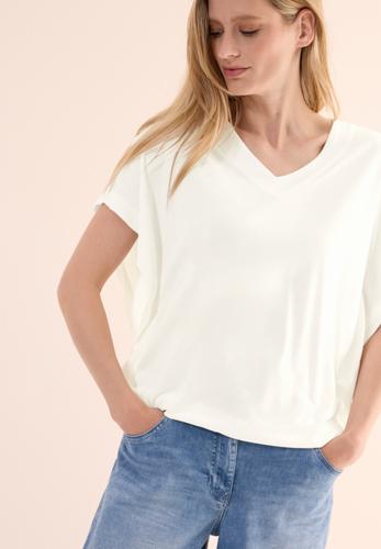 Lässiges V-Neck Shirt L - Vanilla White