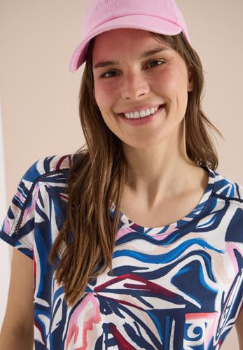 Kurzarm Shirt mit Spitzendetail S - Universal Blue