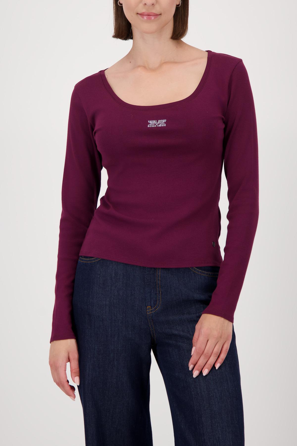Langarmshirt mit Strass 36 - Bordeaux