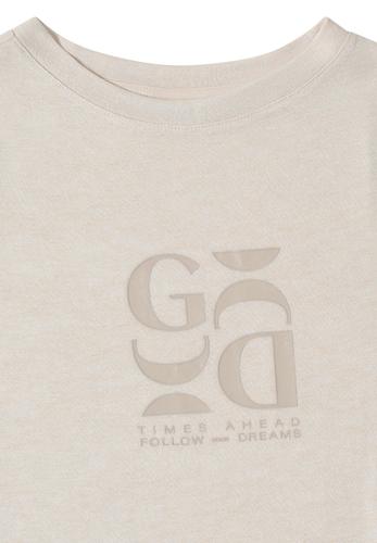 T-Shirt in Leinen-Optik mit Print