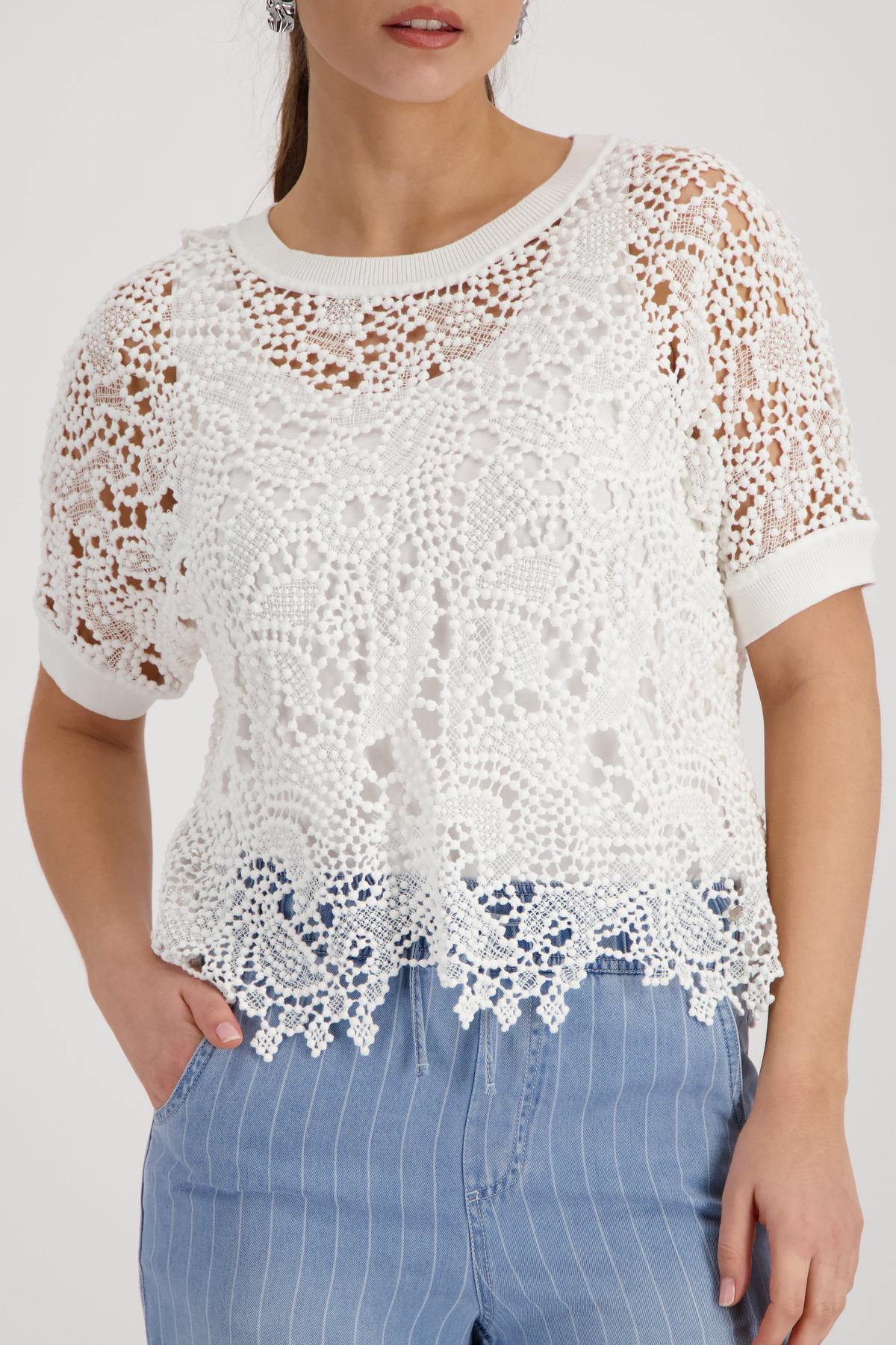 Pullover mit Spitzenmuster 36 - Cream