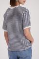 T-Shirt mit Struktur und Schriftzug 36 - Marine Ringel