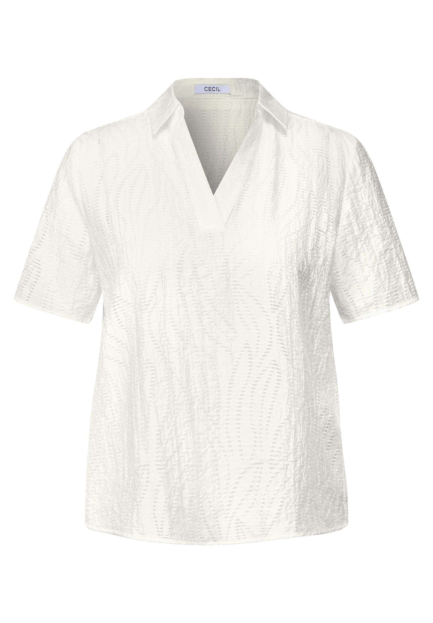 Blusenshirt mit Struktur M - Vanilla White
