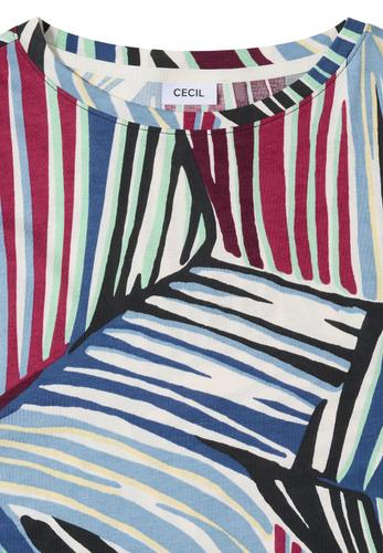 T-Shirt mit Boatneck und Grafikprint XXL - Palm Breeze Green