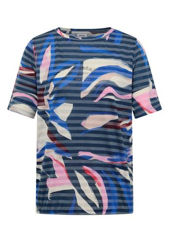 Kurzarm Shirt mit Ausbrennerstreifen XL - Universal Blue