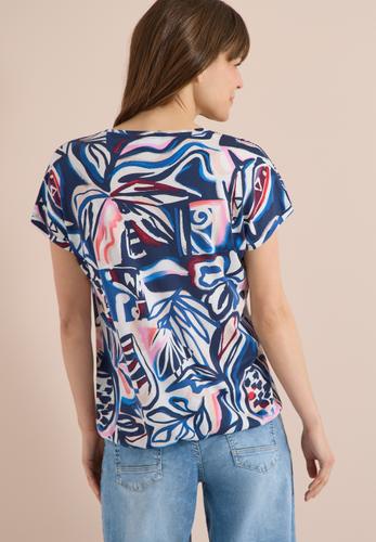 Kurzarm Shirt mit Spitzendetail S - Universal Blue