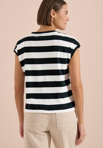 T-Shirt mit Streifen und Printdetail