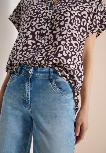 Hemdbluse mit Leo-Print aus Leinenmix